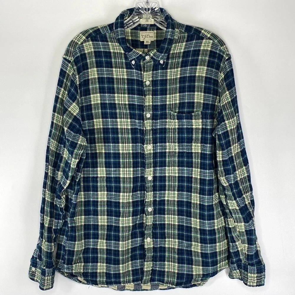 J. Crew Slim Blue Plaid Button Down Shirt Size XL